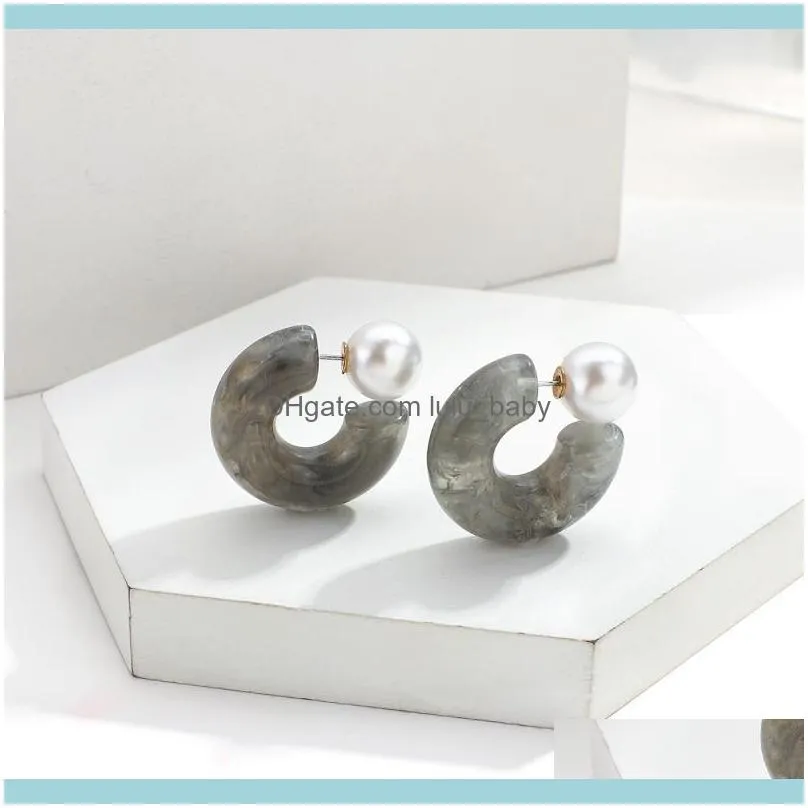 Dangle & Chandelier AENSOA C Shaped Acrylic Drop Earrings Unique Pearl Fashion Pendant Earring 2021Statement Trendy Jewelry