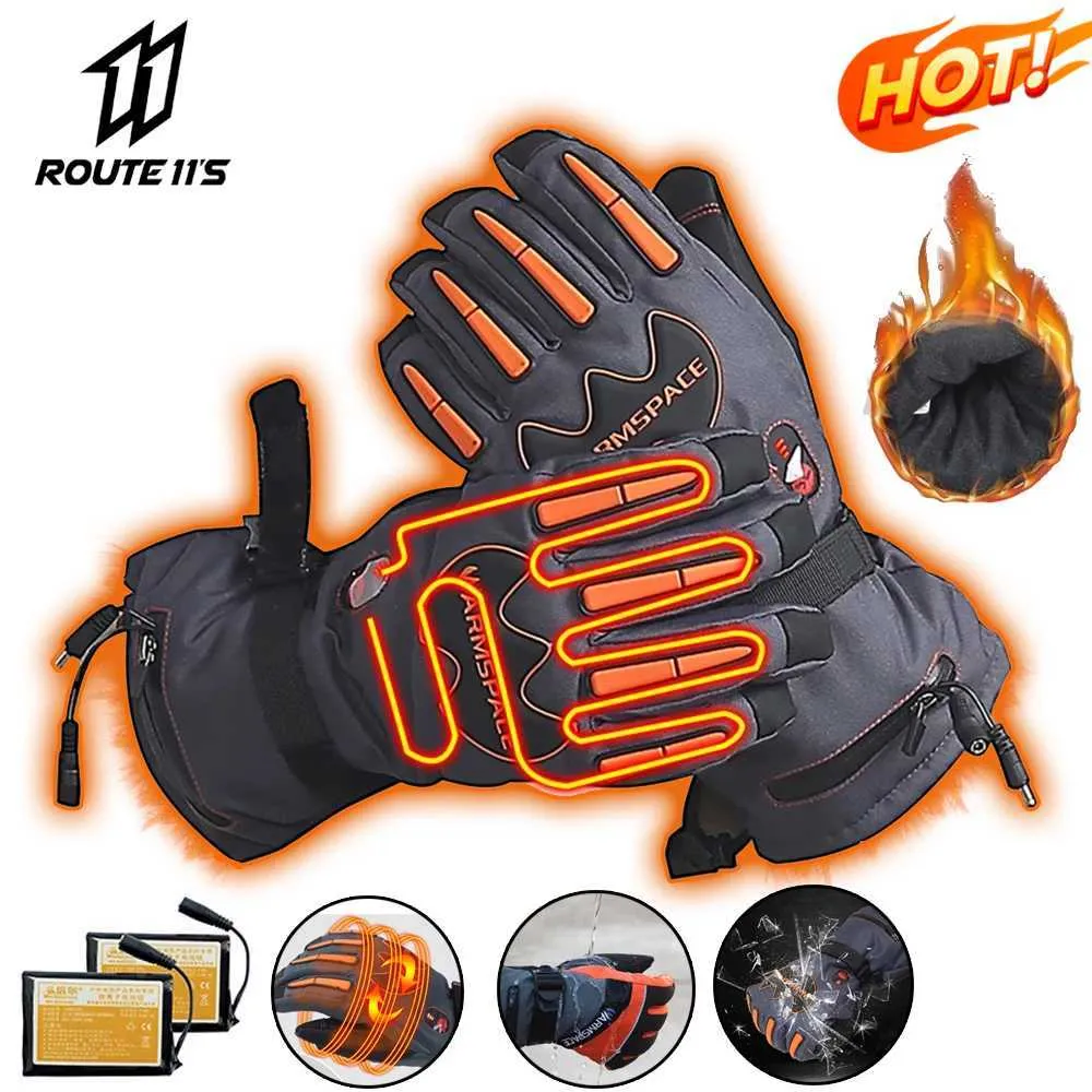 Luvas de motocicleta à prova d 'água aquecida inverno bateria movido moto luvas moto racing equitação manter luva de aquecimento elétrico quente H1022