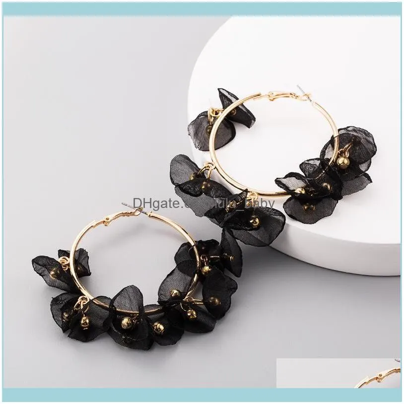 3pairs/lot SPINNING FLOWER EARRINGS FEMALE ALLOY STRING BEAD Circle Hoop & Huggie