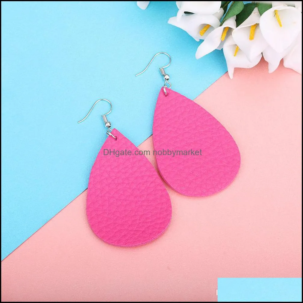 Fashion Boho Petal Drop Earrings National Wind Drops Leather Teardrop Earrings Women Girl Ear Hook Jewelry