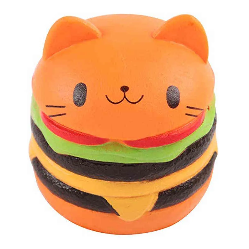 Jumbo Cat Face Burger Squishy Gesimuleerde Brood PU Geurende Zachte Slow Rise Squeeze Toys Stress Relief Baby Kid Speelgoed Xmas Gift Y1210