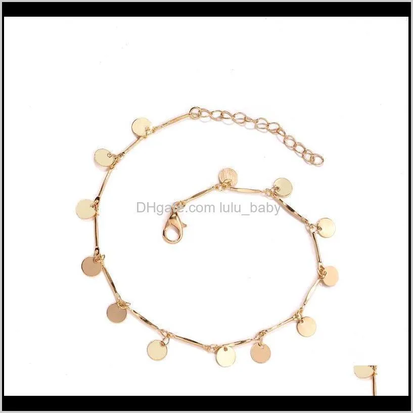 europe and america ornament popular geometry alloy straight wafer beach anklets female summer fashion new style foo