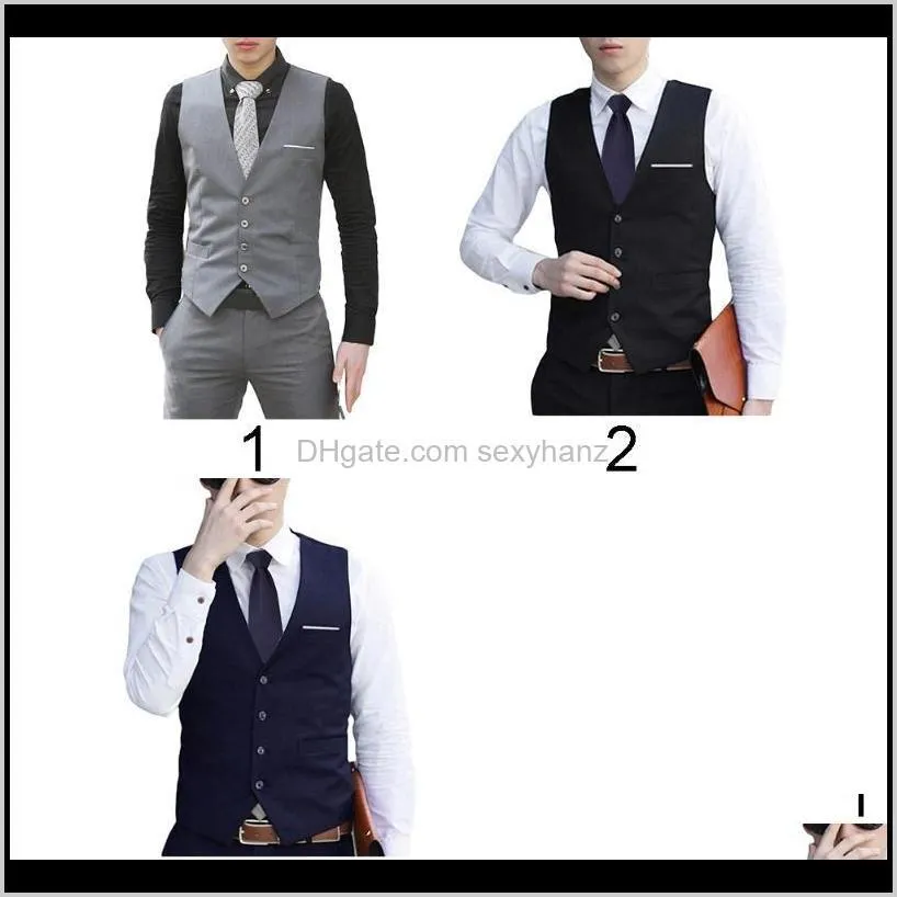 men`s formal classic business waistcoat slim fit tuxedo casual gilet new business v-neck suit vest for men