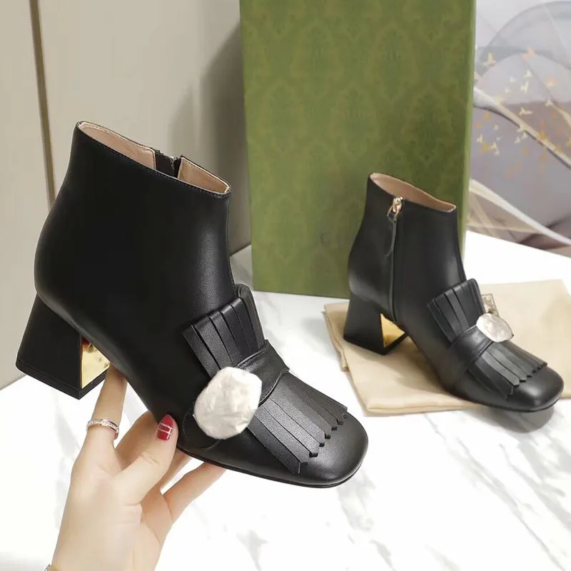 Autumn and winter designer mid-tube short boots leather low-heel Martin bootss fashion all-match casual women