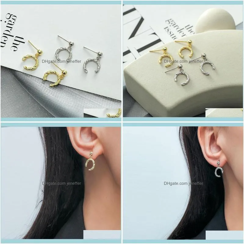 red S925 silver C-shaped personalized Fashion Net sweet simple cool Earrings