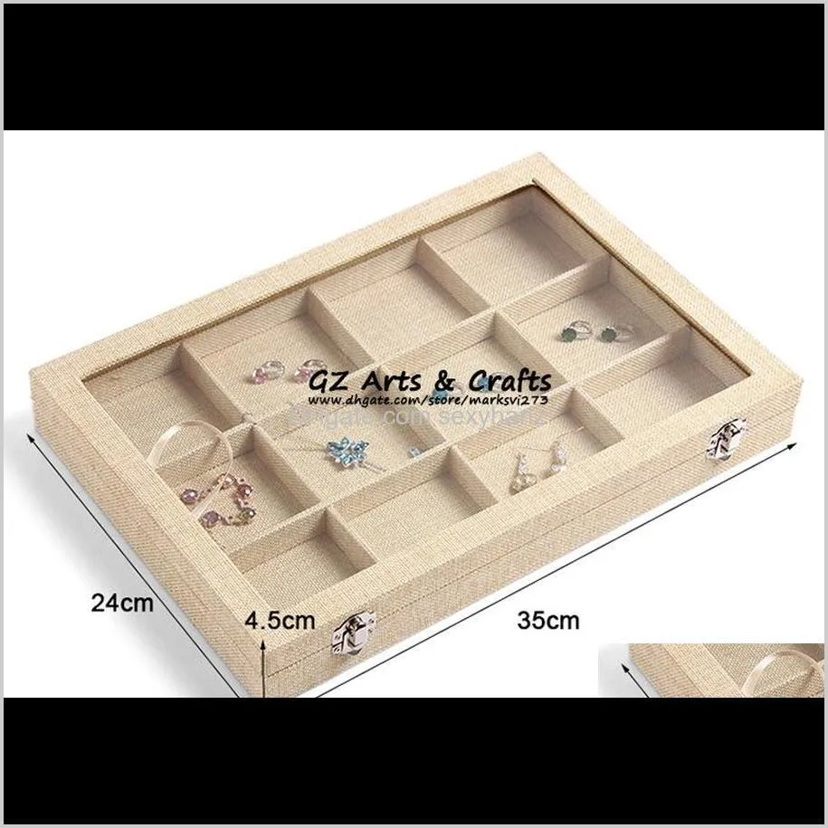 large linen jewelry box earrings necklaces bracelets ring jewelry display box jewelry tray jewelry organizer storage stand holder
