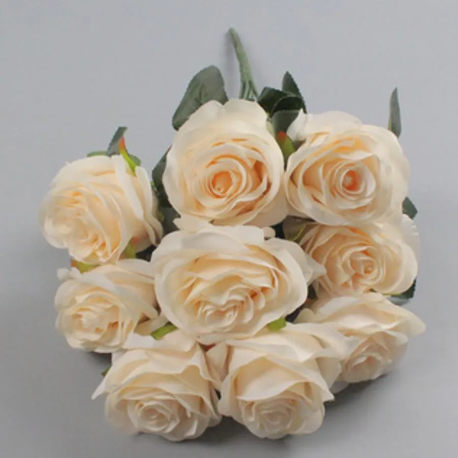 10 cabeças grande artificial rosa buquê de flores flores artificiais Casamento Casa decorações de queda de decorações falsas Flores Fleur Artificielle