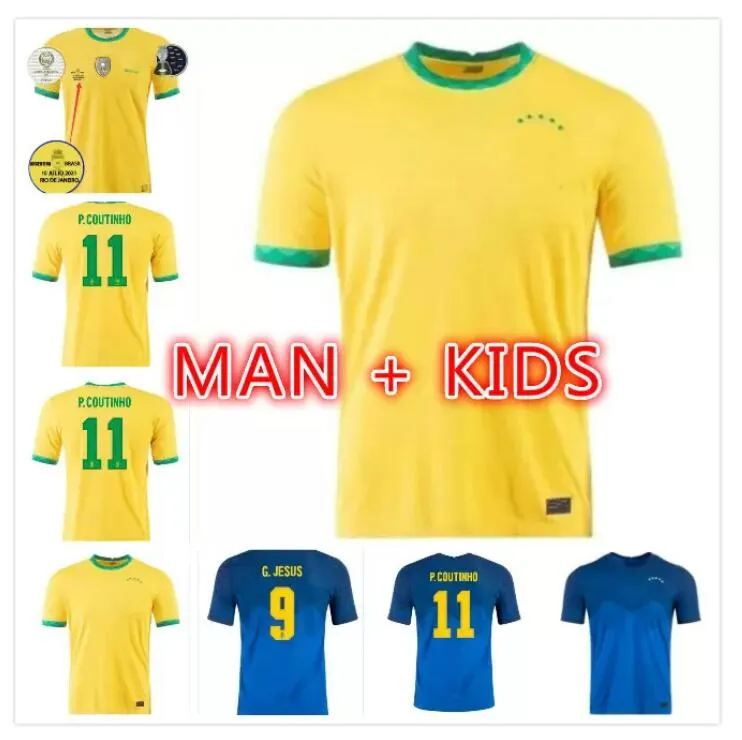 brazils MARQUINHOS VINICIUS JR MARCELO NERES maillots de football camiseta de futebol 2021 2022 G.JESUS COUTINHO 21 22 maillot de football Hommes ENFANTS ENSEMBLE