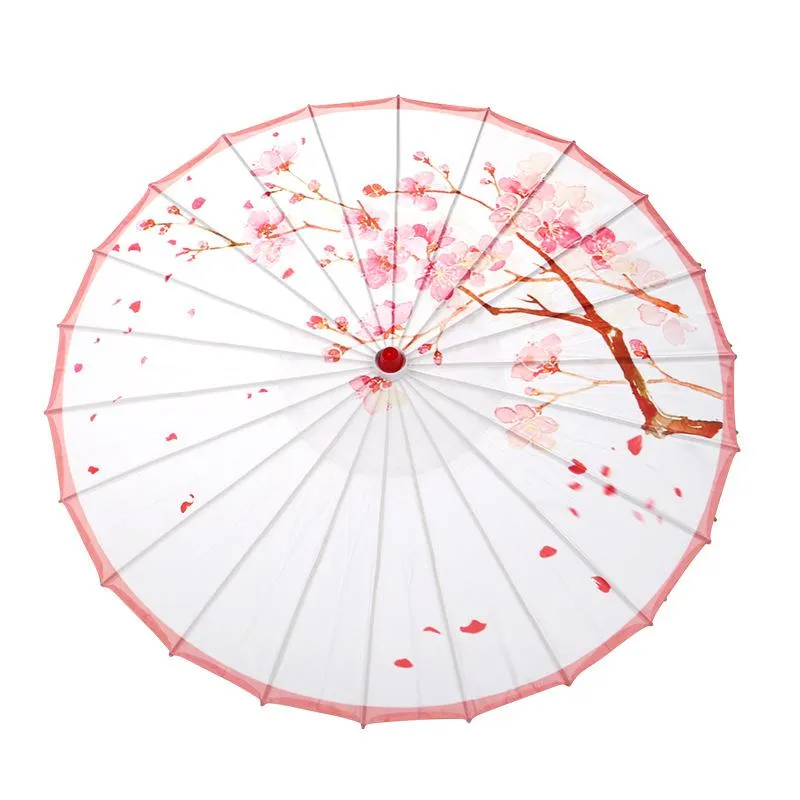 Retro Manual Oil Paper Umbrellas Long Handle Dance Performance Craft Umbrella Fashion Printing Waterproof Props Parasol