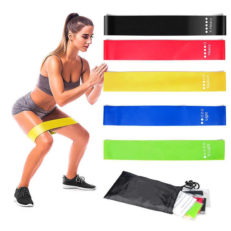 Bandas elásticas para fitness 5 piezas de yoga estiramiento deportes goma portátil ejercicio pilates látex gimnasio mujeres nalgas culturismo H1026