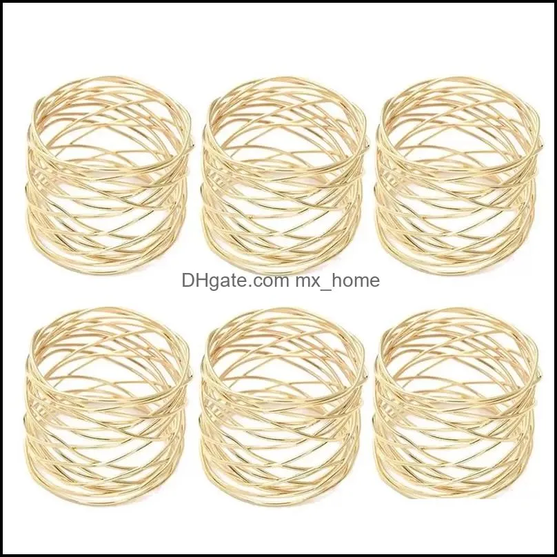 Napkin Aessories Kitchen, eet bar Home Gardennapkin Ringen brede ronde gouden metalen kruis holle houder voor trouwfeesttafel decoratie