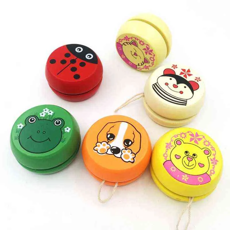 Cute Animal Pattern Wooden Toy Yoyo Ladybug Toy Children Ma Youyou Creation Yo Children's Toy 5 Cm Wooden Yo Ball Toys G1125