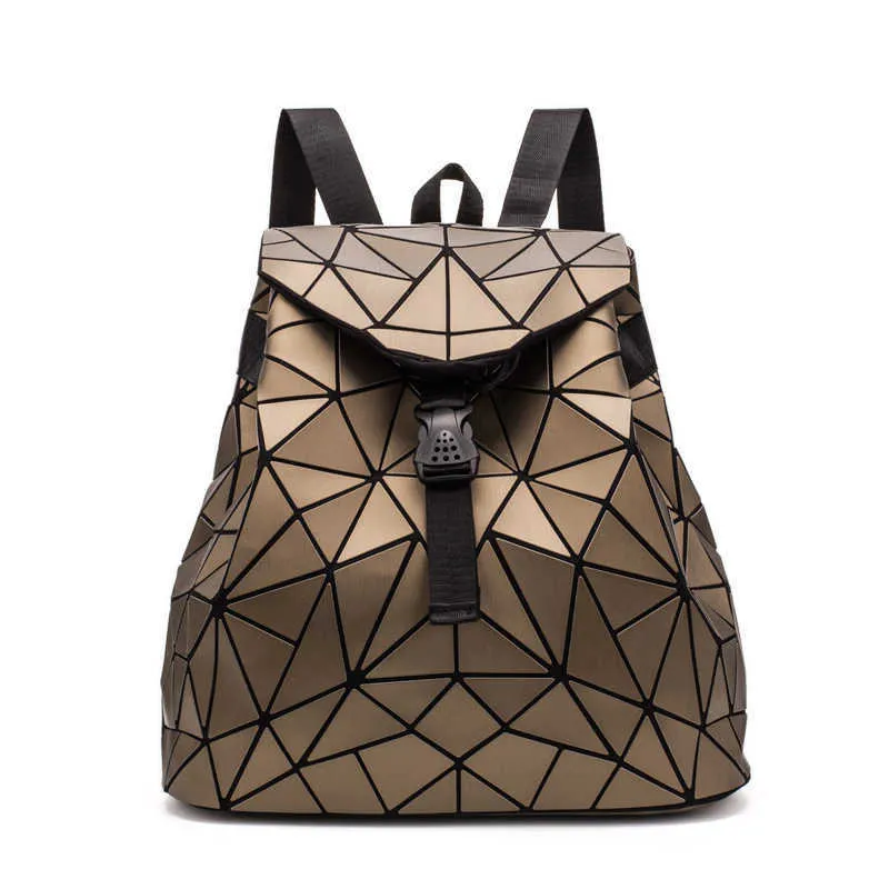 Nieuwe vrouwen rugzak geometrische plaid sequin rugzakken voor tienermeisjes bagpack holografische vrouwelijke trekkoord schooltas x0529