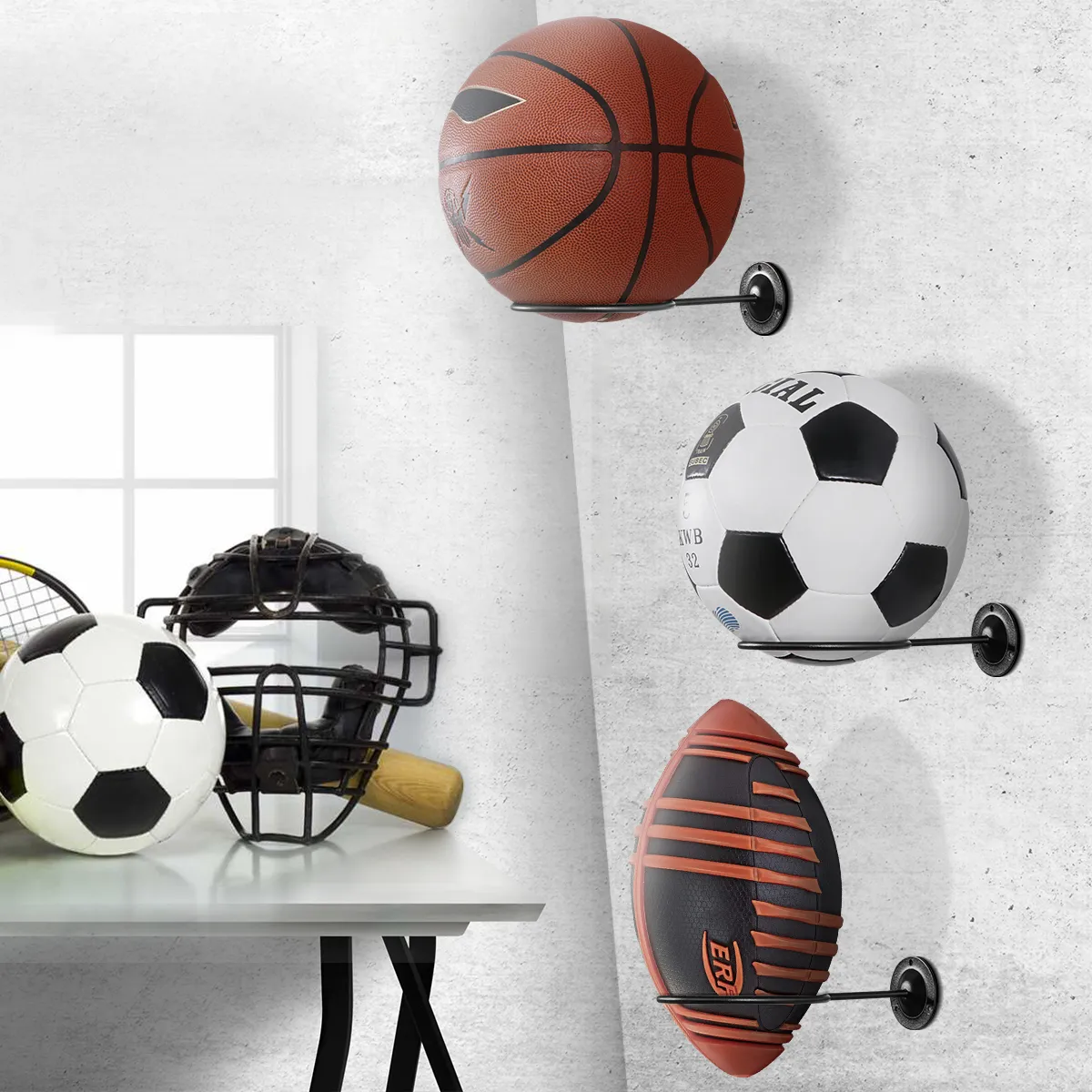 2 pièces porte-balles présentoirs support pour basket-ball Football  Football volley-ball ballon mural porte-balle support à vis