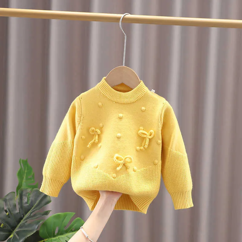 Boys and girls sweater pullover round neck autumn and winter knitted cotton cashmere cute children's bottoming shirt Y1024