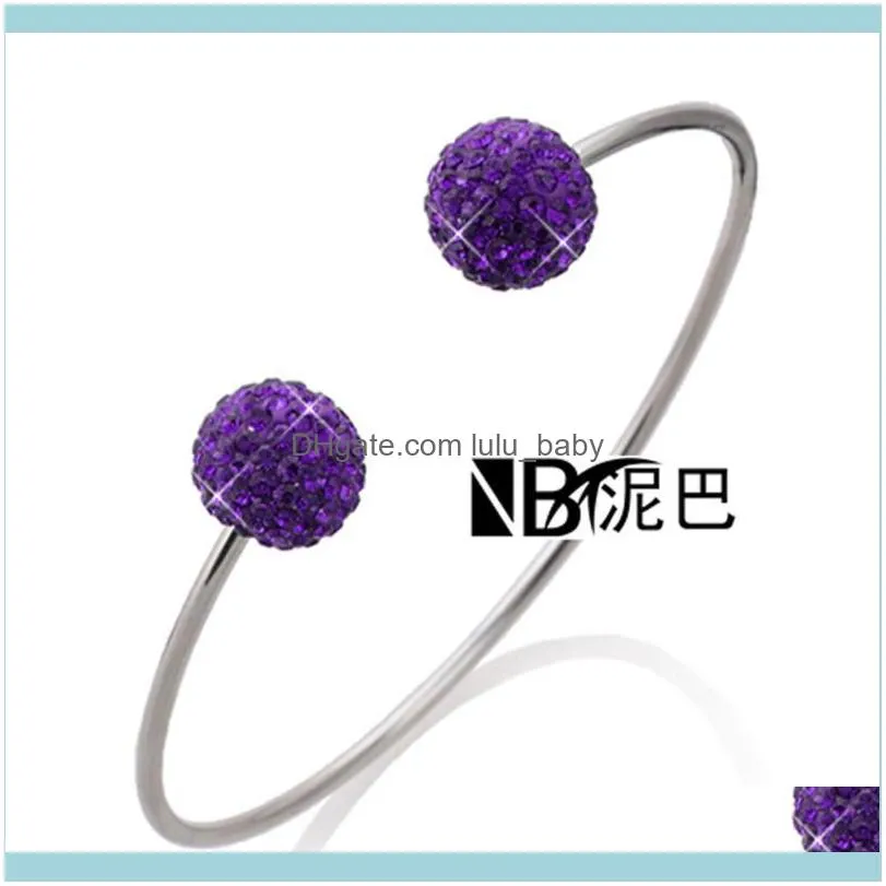 Bangle Wholesale Fashion Two Color Crystal Ball Stainless Steel Bracelet Bangles Jewelry1