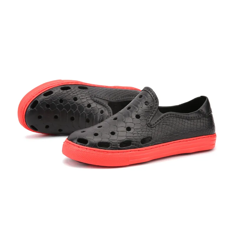 Été mode découpe hommes chaussures de course bleu noir gris orange plage trou respirant pantoufles hommes sandales décontractées