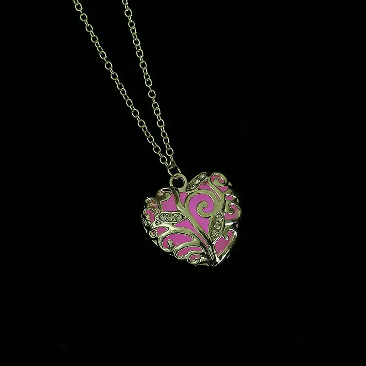 New Valentines Day blue Glowing Heart Necklace glow in the Dark fairy Magical glow in the Darks Necklaces