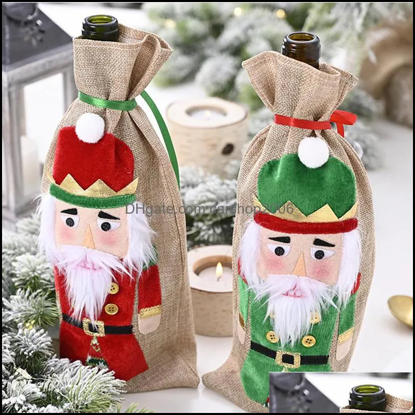 Christmas Ornaments Walnut Soldier Wine Bottle Cover Red Wine Bottle Decoration Christmas New Year Home Decoration JK2010XB