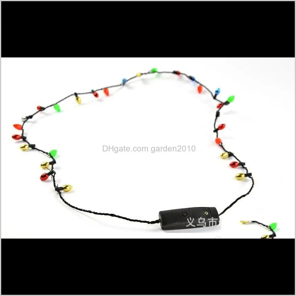 wholesale 8 lights lighting led necklace necklaces flashing beaded light toys christmas gift fedex shipping