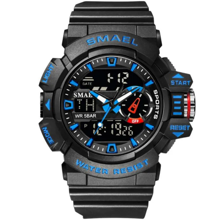 Dual Display Watches Smael 8043 Luminous Sports Casual Outdoor Student Man Electronic Watch Reloj Hombre Wristwatch 50m WaterProo281H