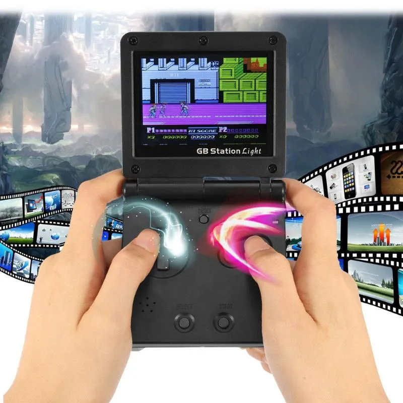 Draagbare spelspelers DHL 10 stks / partij 8-bit PVP Handheld Console Player met Bulit-in 142 Games Retro-stijl voor gaming