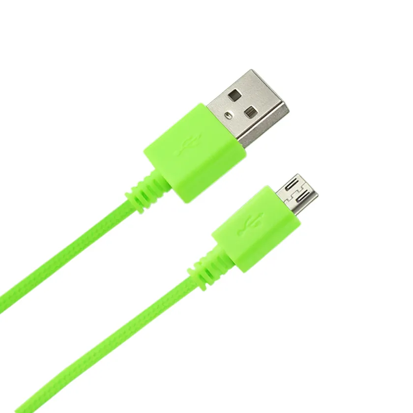 Reiko Örgülü Mikro USB Veri Kablosu 3.3 Ayak Yeşil / Donanma / Sarı