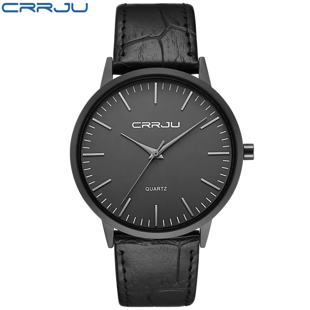 CRRJU Top Marke Luxus Casual Leder Armbanduhr für Männer Wasserdicht Super Slim männer Sport Kalender Uhr Relogio Masculino 210517