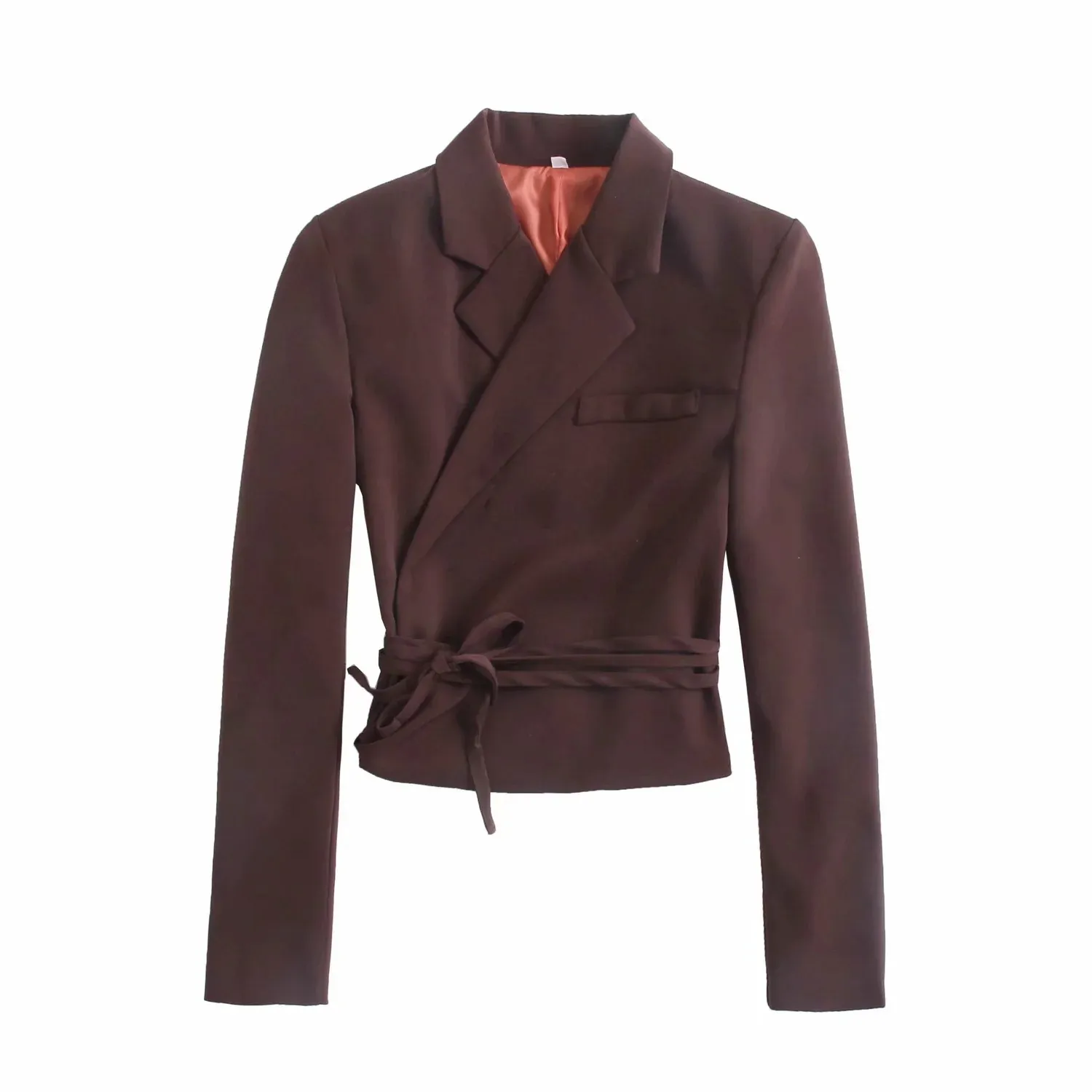Koyu Kahverengi Kadın Blazer Ceket Tasarım Tüm Maç Yaka Casual Papyon Takım Elbise Ceket Ceket Ofis Lady Chic Bayan Tops 210521