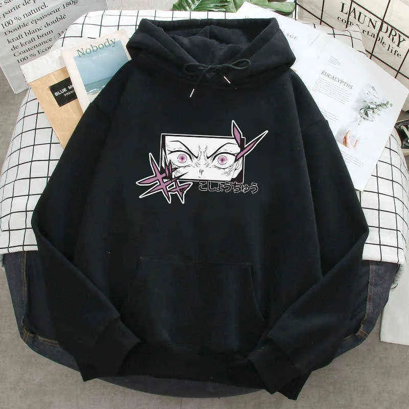 Demon Slayer Anime Print Hoodies Mens Nieuwe Collectie Pocket Grafische Sweatshirts Hooded Vrouw Hoge Kwaliteit Losse Casual Fleece Hoody H1227