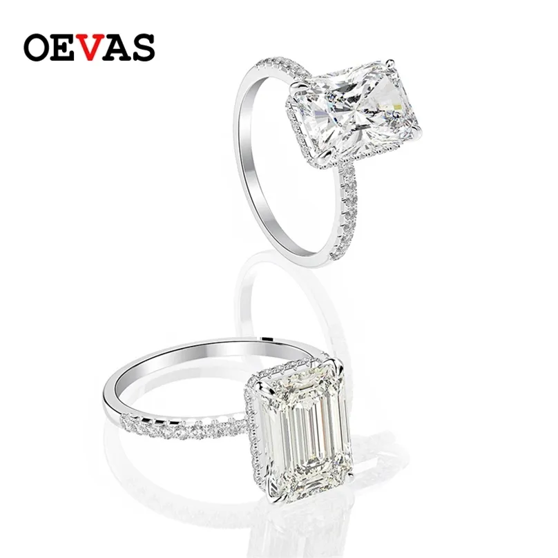 OEVAS 클래식 100 % 925 스털링 실버 8 * 11 mm 생성 된 보석 웨딩 약혼 반지 FINE 쥬얼리 도매 211217