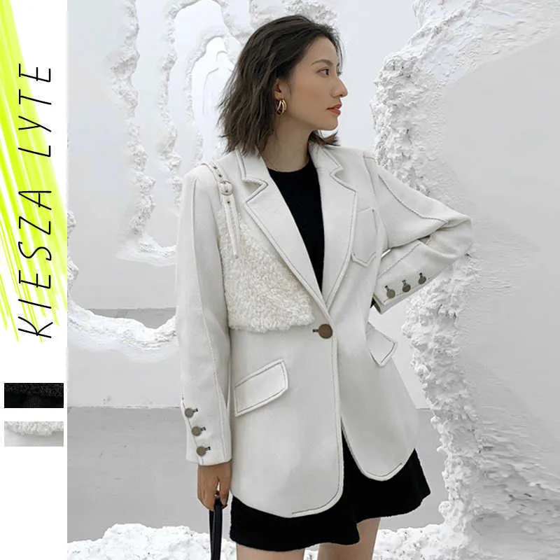 أزياء ماركة المرأة الصوف معطف الشتاء السيدات مكتب أزرار عارضة خليط البدلة السترة جاكيتات chaquetas موهير أبلى 210608