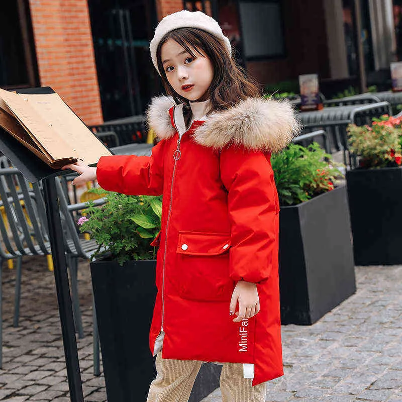 Red Coat F And F Girls Coats Winter Girls Down Jacket Real Fur