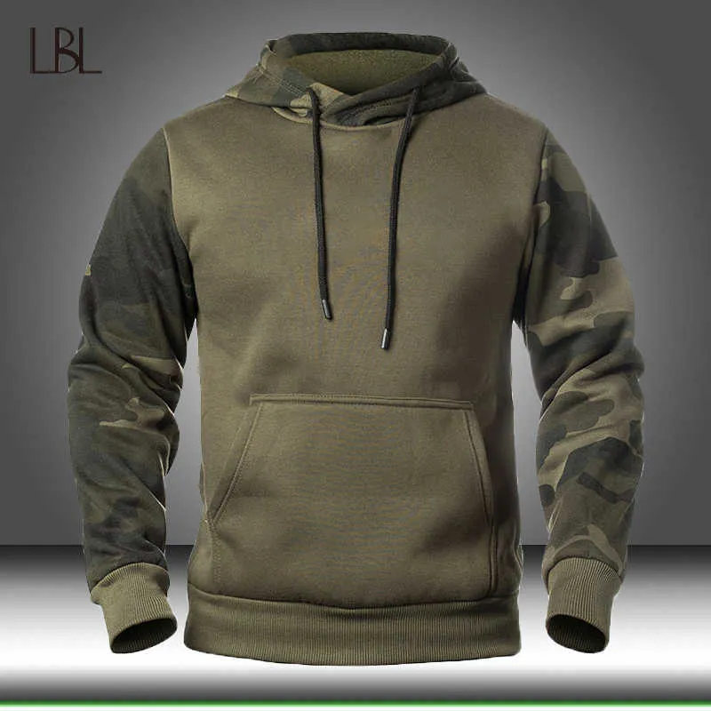 Autumn Men's Military Camouflage Fleece Hoodies Army Tactical Male Winter Camo Hip Hop Pullover Hoody Sweatshirt Loose Clothing 210715