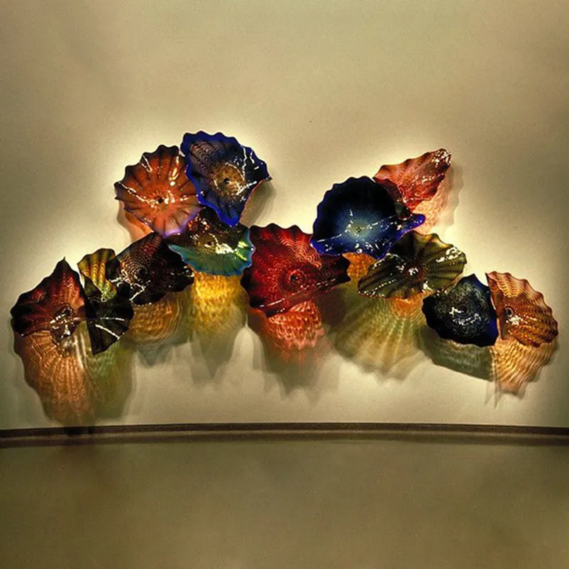 Lampe Classique Monté Décoration Murale Plaques Design Italien Antique Style Chihuly Soufflé À La Main En Verre Fleur Art Chambre Décoration Accessoires 20 à 40cm