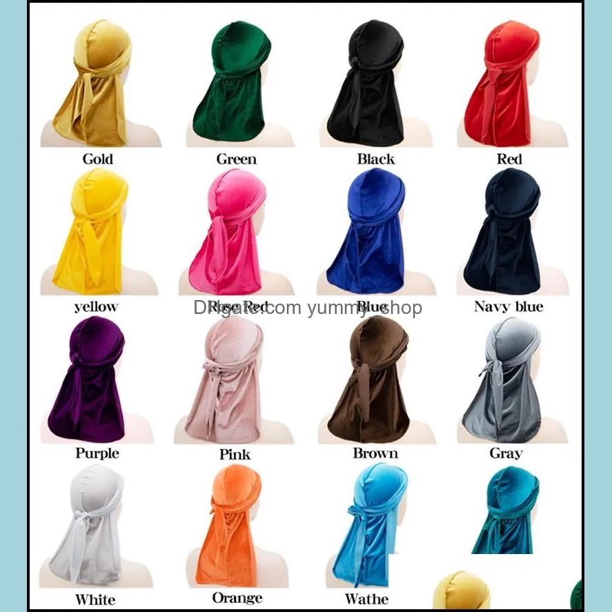 Unisex Velvet Durags Bandana Turban Hat pirate caps Wigs Doo Durag Biker Headwear Headband Pirate Hat Hair Accessories