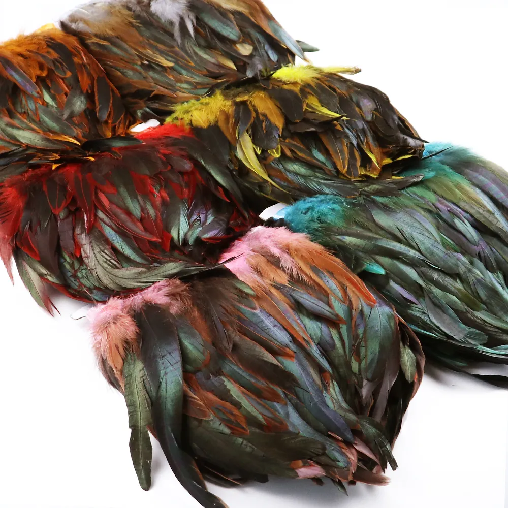 13-18cm Naturliga roosterfjädrar Trimming Plumas Fringe Ribbon DIY Needlework Bröllopsklänning Dekoration Plumes Feather for Crafts