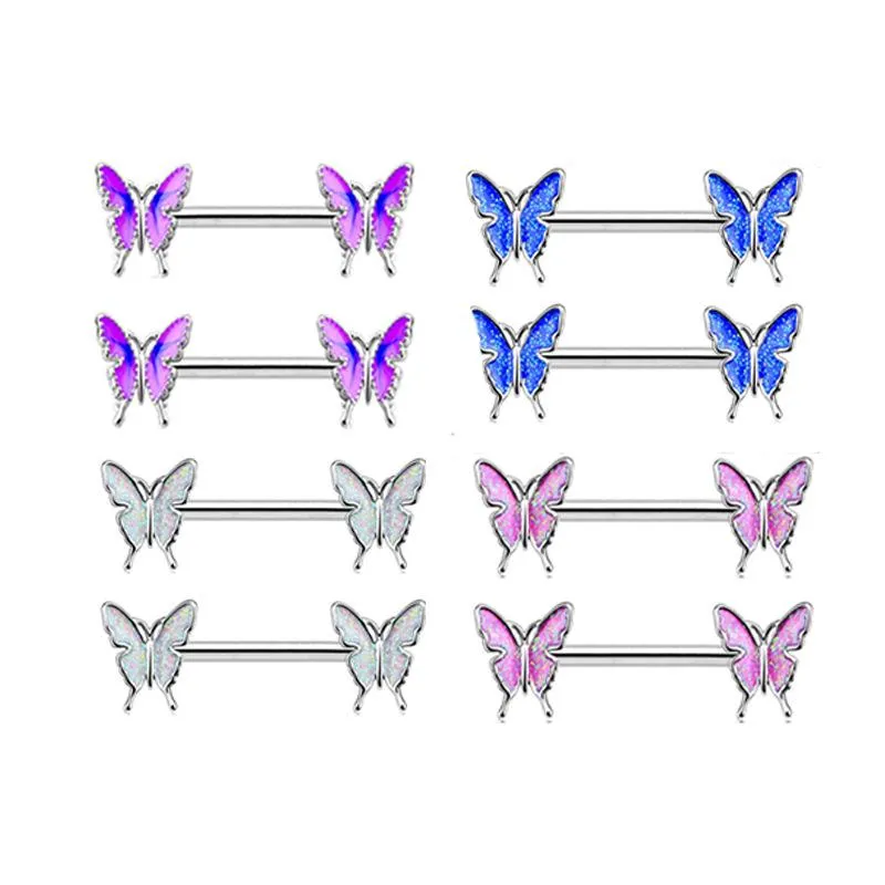 Edelstahl Nippel Piercing Butterfly Barbell Shield Charming Ringe Frauen Körper Piercing Schmuck