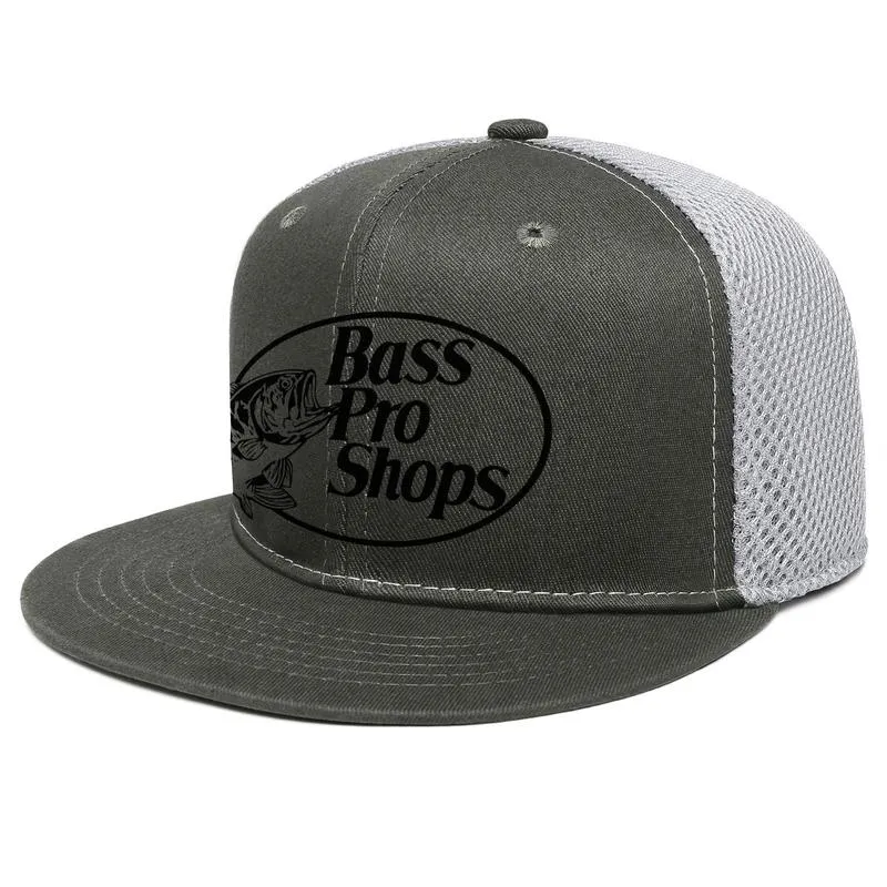 Bass Pro Shop pescando logotipo original Boné de caminhoneiro de aba plana unissex Cool Fashion Baseball Hats Black Fish Shops Logo Symbol Outdoor W253w