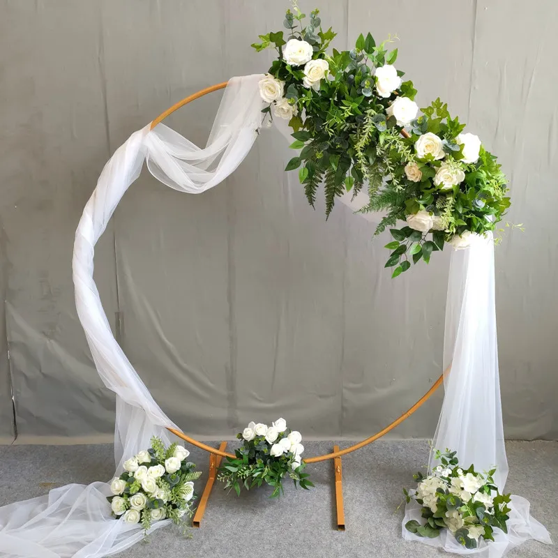 Exklusiv konstgjord blomma med stativ set bröllop centerpieces ring båge krans för festdekoration rekvisita leveranser