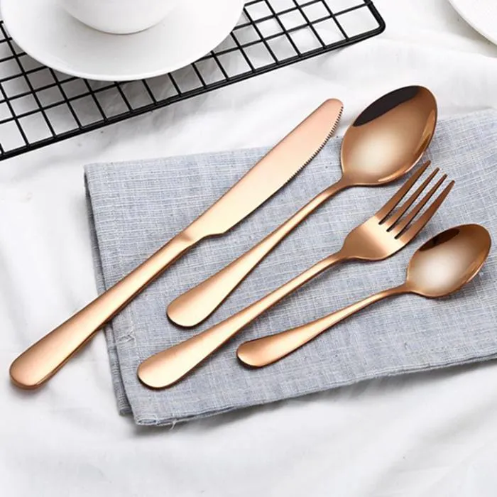 Stainless Steel Cutlery Gold Black Mix colors Blue Silver Plated Dinnerware Knife Fork Spoon Kit ZWL251