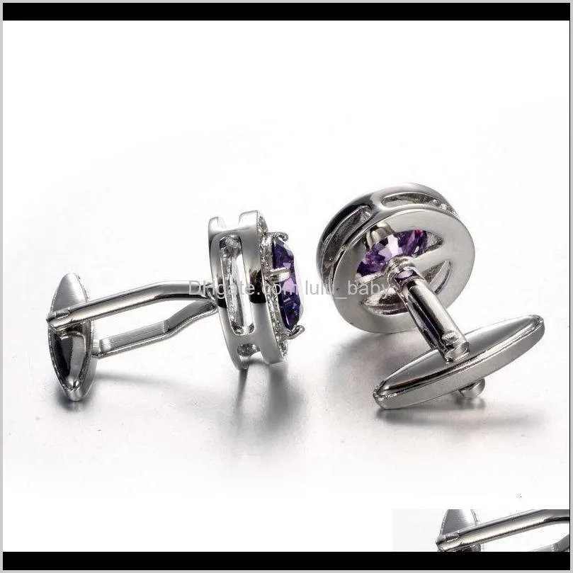 round french shirt cufflinks nails zircon amethyst diamond cuff buttons
