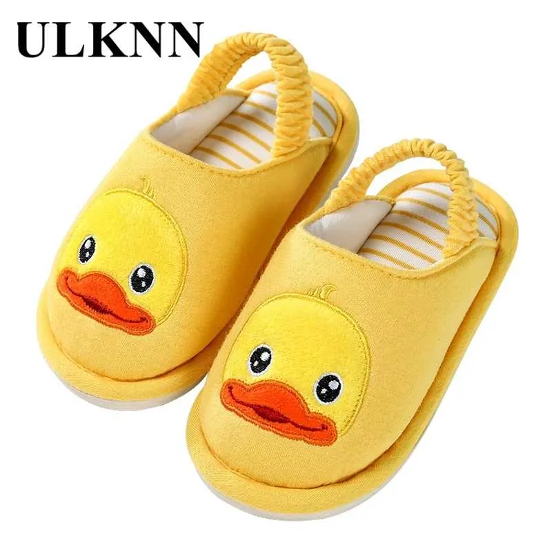 ULKNN enfants coton maison pantoufles automne hiver bébé filles garçons intérieur antidérapant fond mou motif Animal chaussures 211023