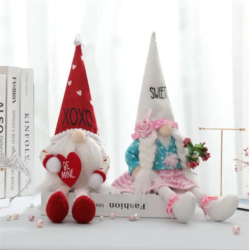 Valentine Day Party Faceless Gnomes Handmade Plush Gnome Doll for Home Office Shop Tabletop Decor Kids Toys dd811