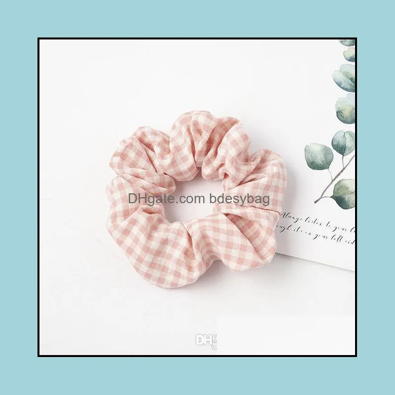 2020 Plaid Hair Scrunchies Women Elastic Hair Bands Stretchy Scrunchie Girls Headwear Loop Ponytail Holder Printed Hair Accessories