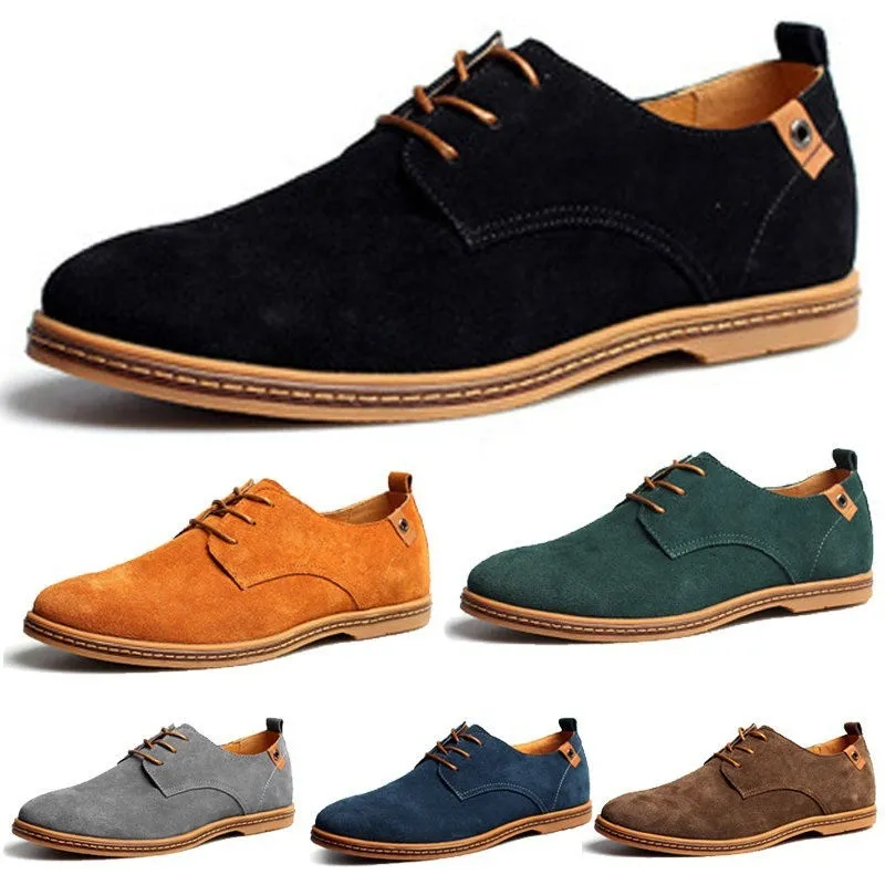 Topkwaliteit Mannen Casual Oxfords Schoenen Wing Tip Suede Leather Wild Comfortabele Flats Kant Luxe Designer Sneakers Up Big Size Shoe 38-48