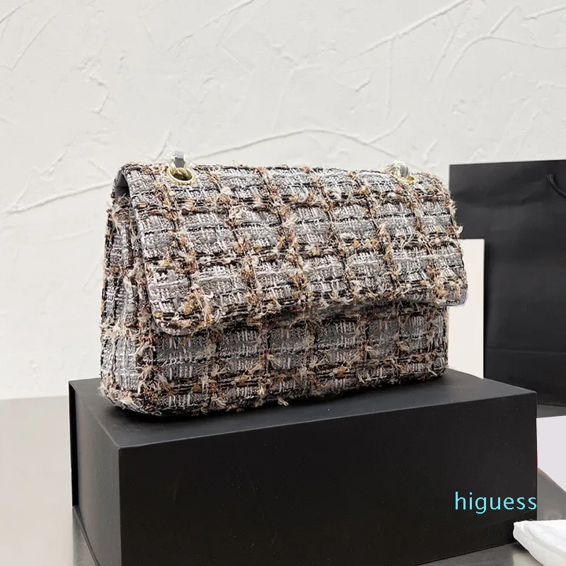 Tweed double online flap shoulder bag