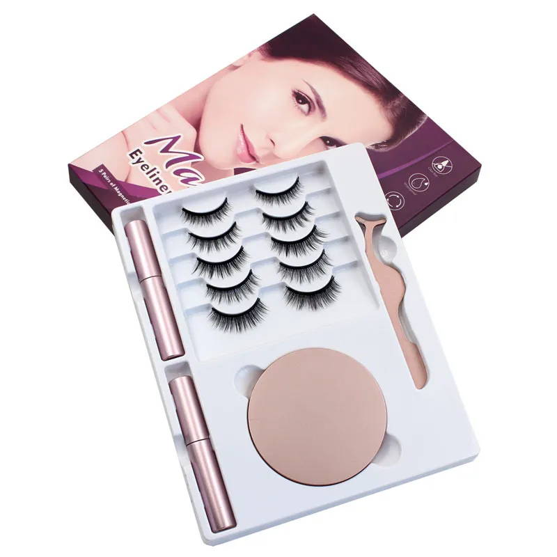 3D Magnetic Eyelashes False Lashes +Liquid Eyeliner +Tweezer eye makeup set Natural reusable item