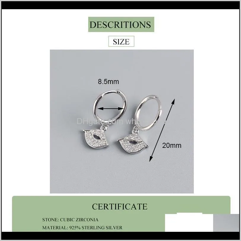 real 925 sterling silver zircon lips hoop earrings for fashion women ins fine jewelry 18k gold bohemian minimalist accessories