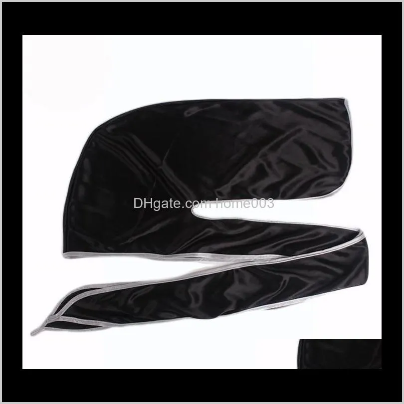 new fashion men`s satin durags bandanna turban wigs men silky durag headwear headband pirate hat hair accessories b395